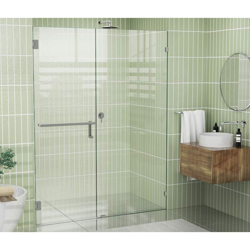 Glass Warehouse 78" x 61.25" Frameless Towel Bar Shower Door Wall